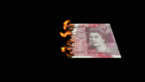 burning fifty pound note