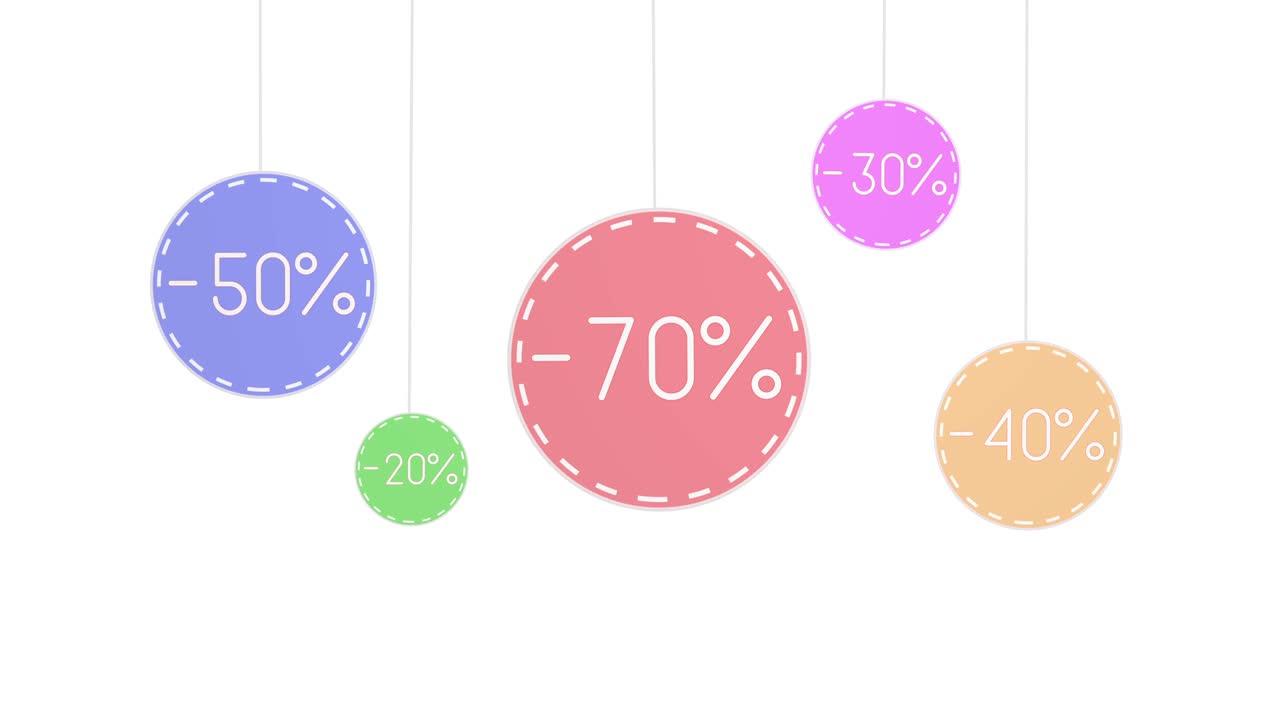 etiquetas de descuento con hilo colgado