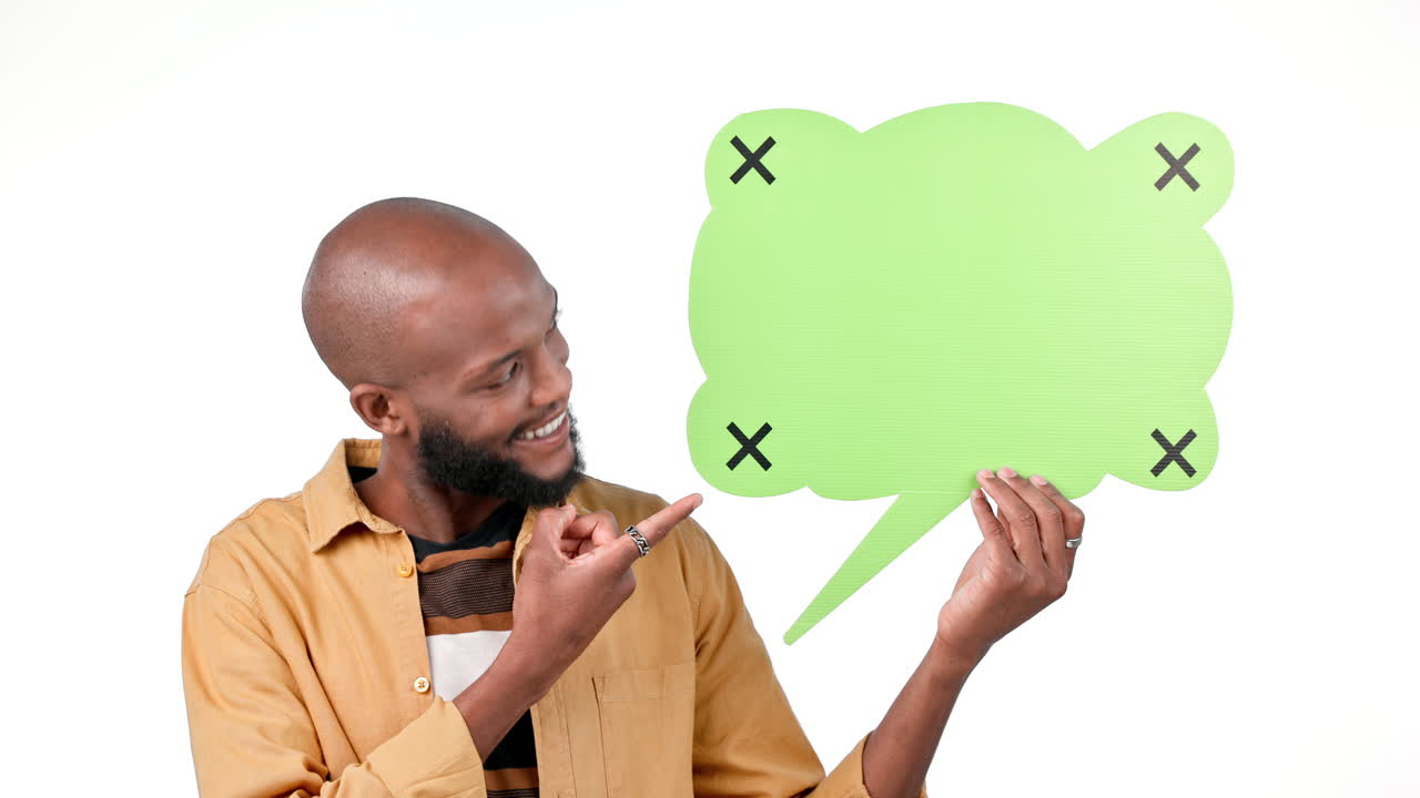 Happy black man, speech bubble