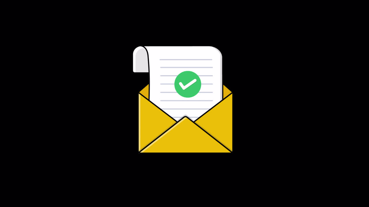Animated Email Envelope with Document and Checkmark