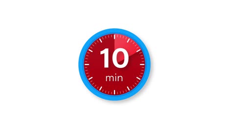 the 10 minutes timer. stopwatch icon in flat style. motion graphics.