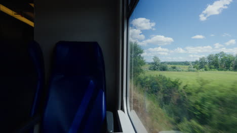 train journey with scenic blur of passing tuscan landscape