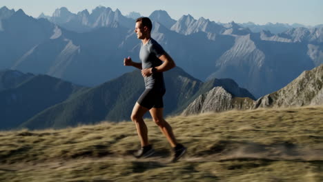 man running on a mountain trail
