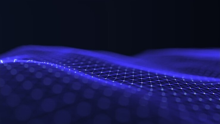 Rete d'onda digitale con punti e linee, animazione senza soluzione di continuità.