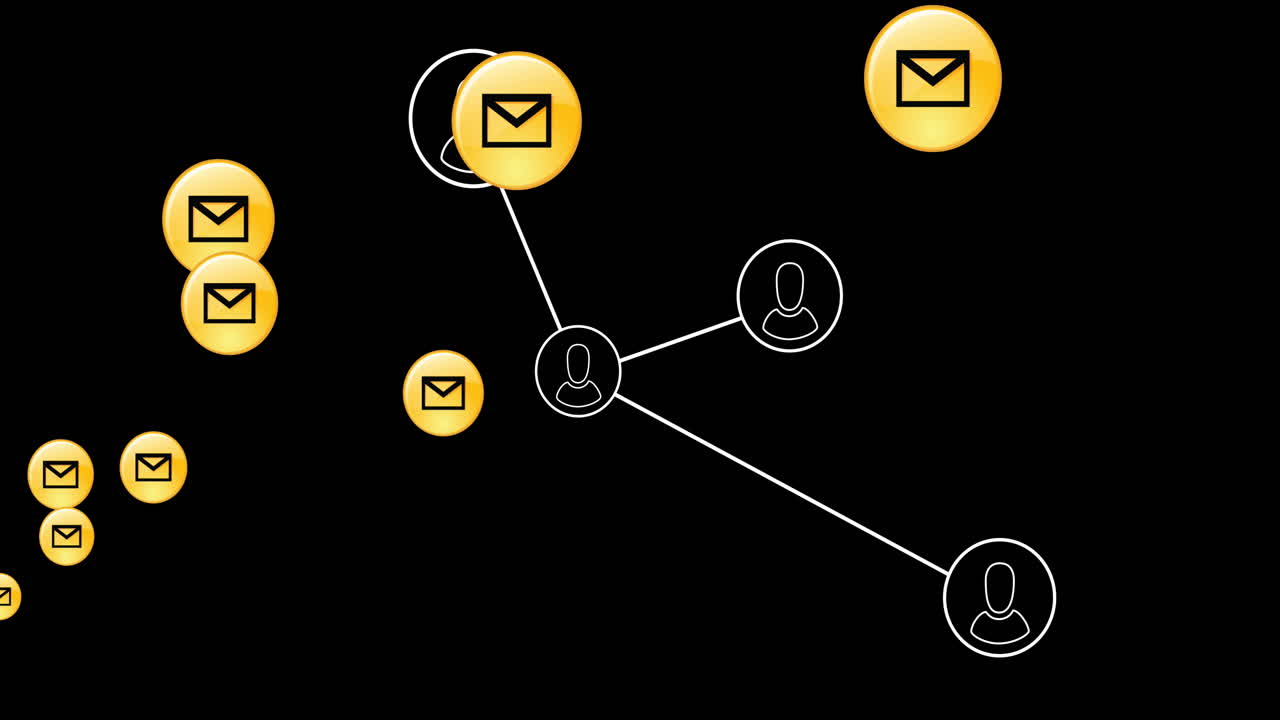animación de iconos de redes sociales sobre un fondo negro