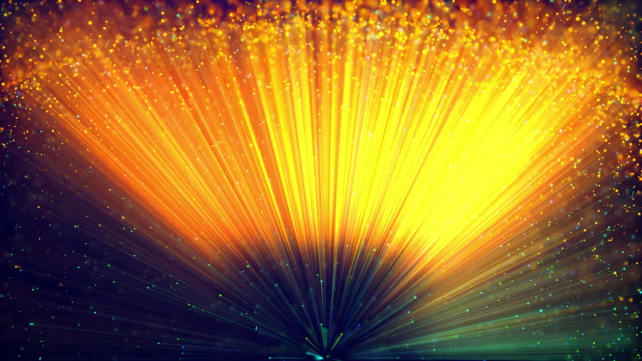 광선과 함께 빛의 다채로운 반이는 마법은 광섬유 또는 레이저와 같은 추상적인 간단한 구조를 형성합니다. 4k에서 환상적인 배경을 위해 놀라운 보케를 보여줍니다.