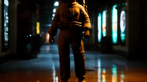 astronauta en el metro subterráneo