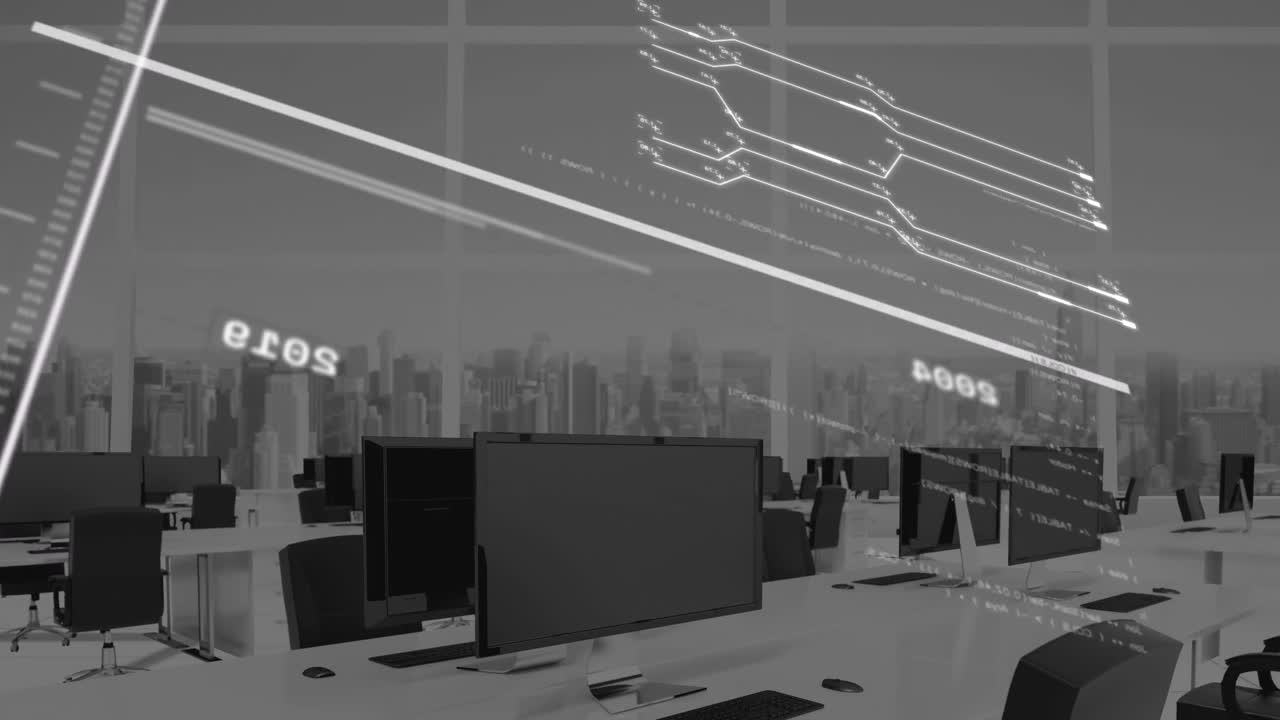 Animation of financial data processing over office