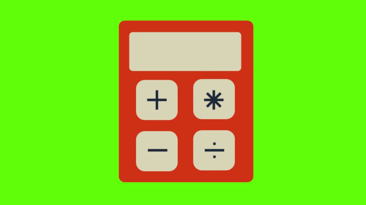 녹색 화면 배경에 있는 전기 계산기의 애니메이션
