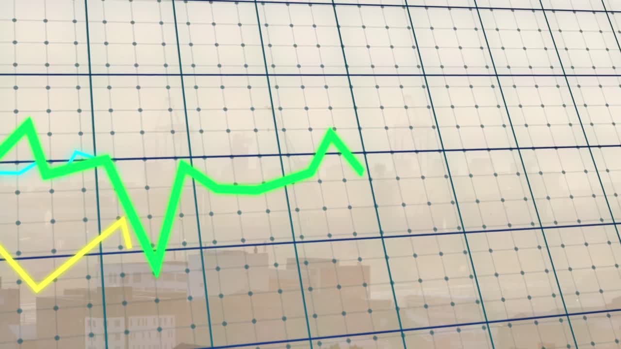 анимация обработки финансовых данных на зеленом фоне