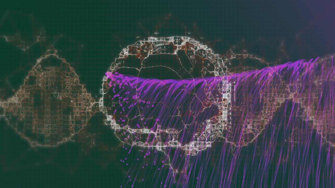 animación del cerebro y las manchas en fondo negro