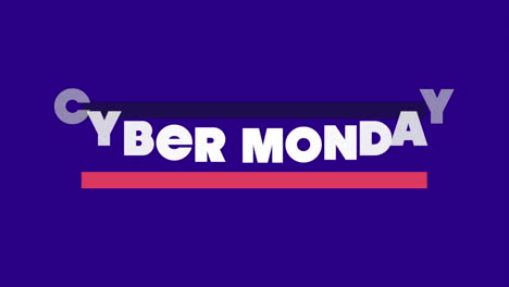 Cyber-Monday-Text-Mit-Linien-Auf-Blauem,-Modernem-Farbverlauf