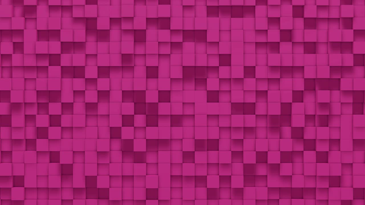 cubo de caja pequeña rosa fondo geométrico aleatorio. ilustración de mosaico de píxeles cuadrados abstractos. fondo de bloque de tierra. diseño fractal de fantasía. arte digital. bucle de animación 3d de 4k