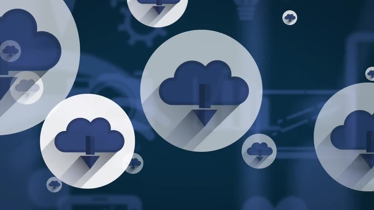 파란색 배경에 있는 미디어 아이콘의 애니메이션