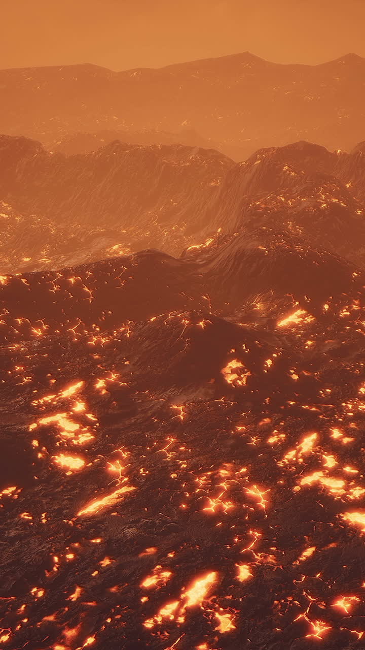火山風景に流れる溶岩