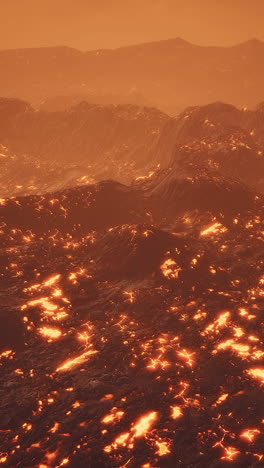 lava flowing on a volcanic landscape