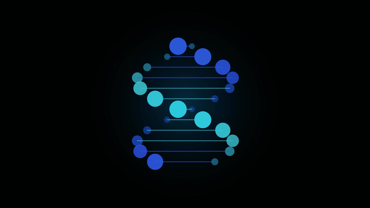 Animated DNA Helix Rotating on Dark Background
