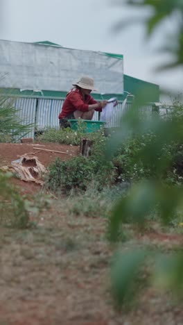 Woman washing clothes in a rural outdoor setting