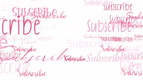 loop di parola rosa di abbonamento che scorre. elemento per l'introduzione, banner del titolo su animazione di sfondo bianco.