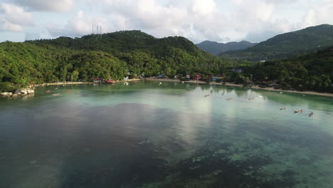 vista aérea de la bahía de tatoh en koh tao, tailandia