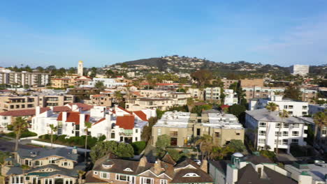 aerial of buildings in la jolla california, a wealthy community of san diego