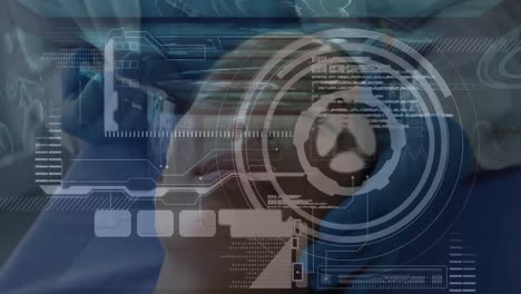 animación del procesamiento de datos sobre una mujer caucásica hipnotizada