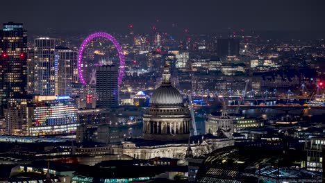 evening time lapse of the skyline of london with st. pauls cathedral, river thames and big ben