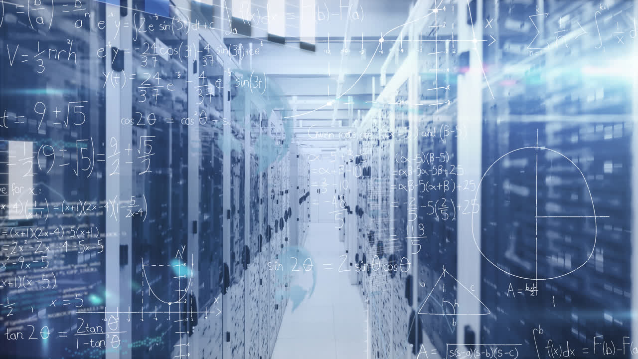 Animation of data processing over server room