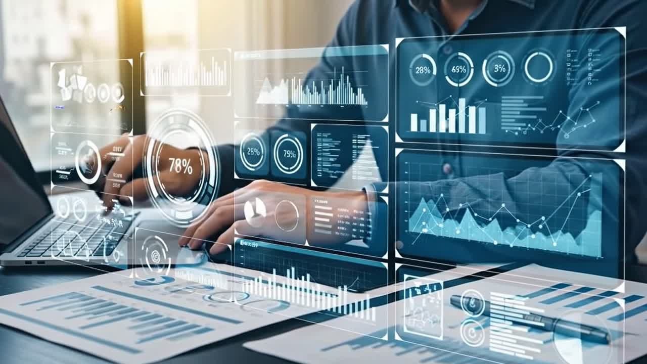 Business Analyst Working with a Data Dashboard on a Laptop in a Modern Office