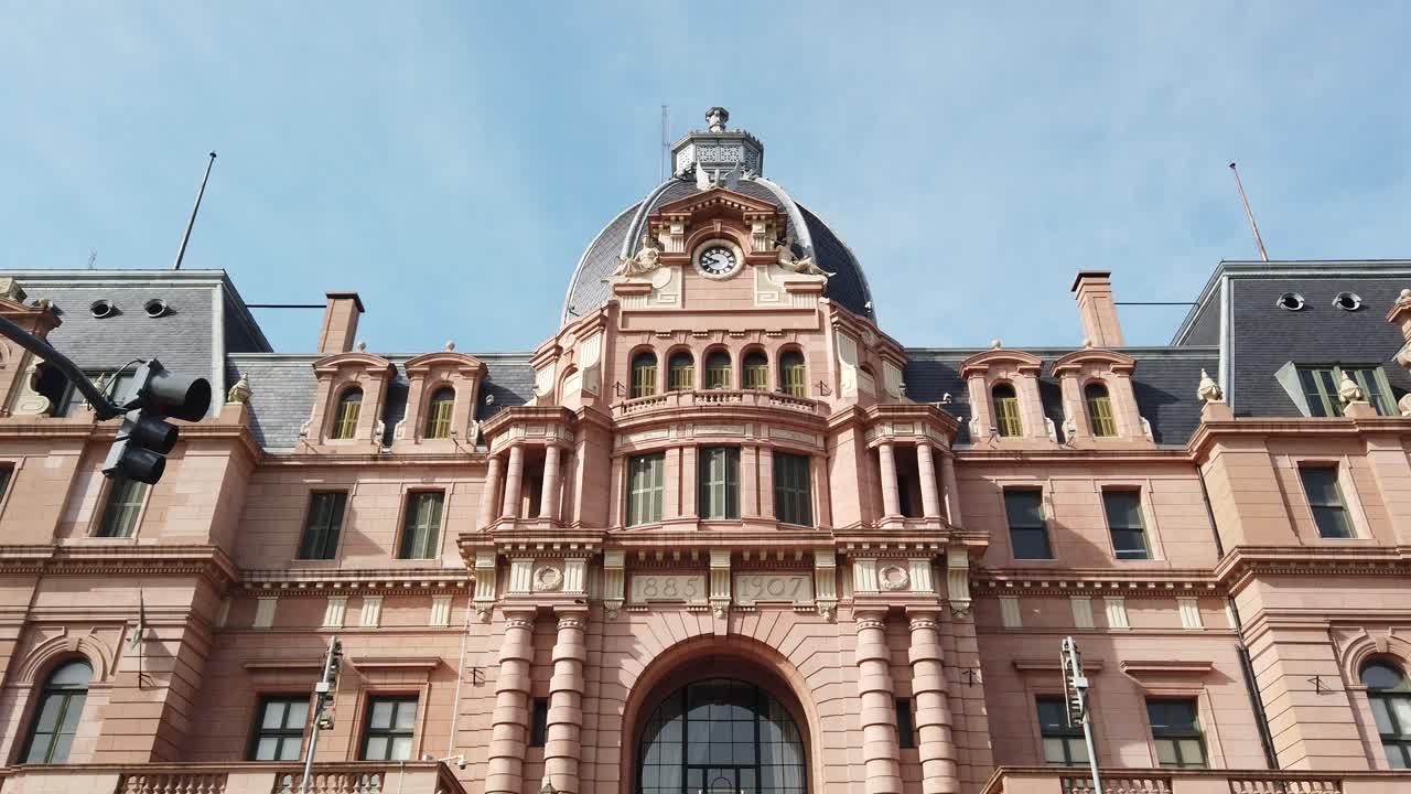 Entrance Facade Railway station in Constitucion barrio of Buenos Aires Argentina