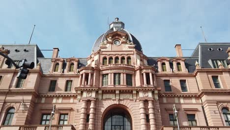 entrance facade railway station in constitucion barrio of buenos aires argentina