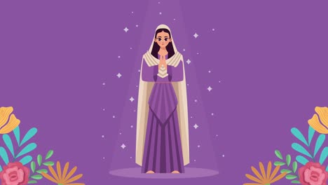 la virgen maría con el vestido púrpura