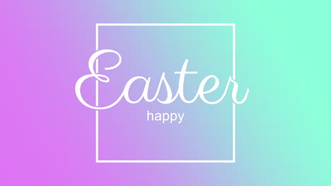 happy easter in white frame on modern purple gradient