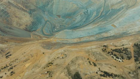 looking deep into bingham or kennecott copper mine from a drone