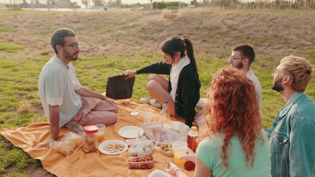 Friends Enjoying a Summer Picnic in the Park