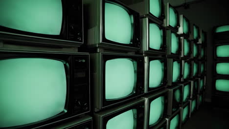 wall of vintage televisions