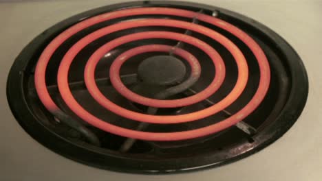 an oven heating coil warms to red hot status