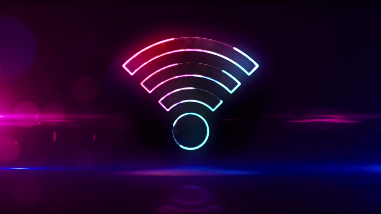 punto de acceso wi-fi y símbolo 5g animación de hiperespacio en bucle abstracto