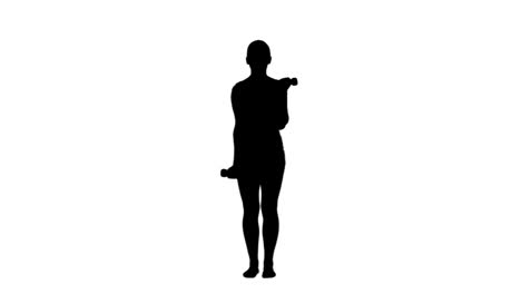 silhouette of a woman lifting hand weights