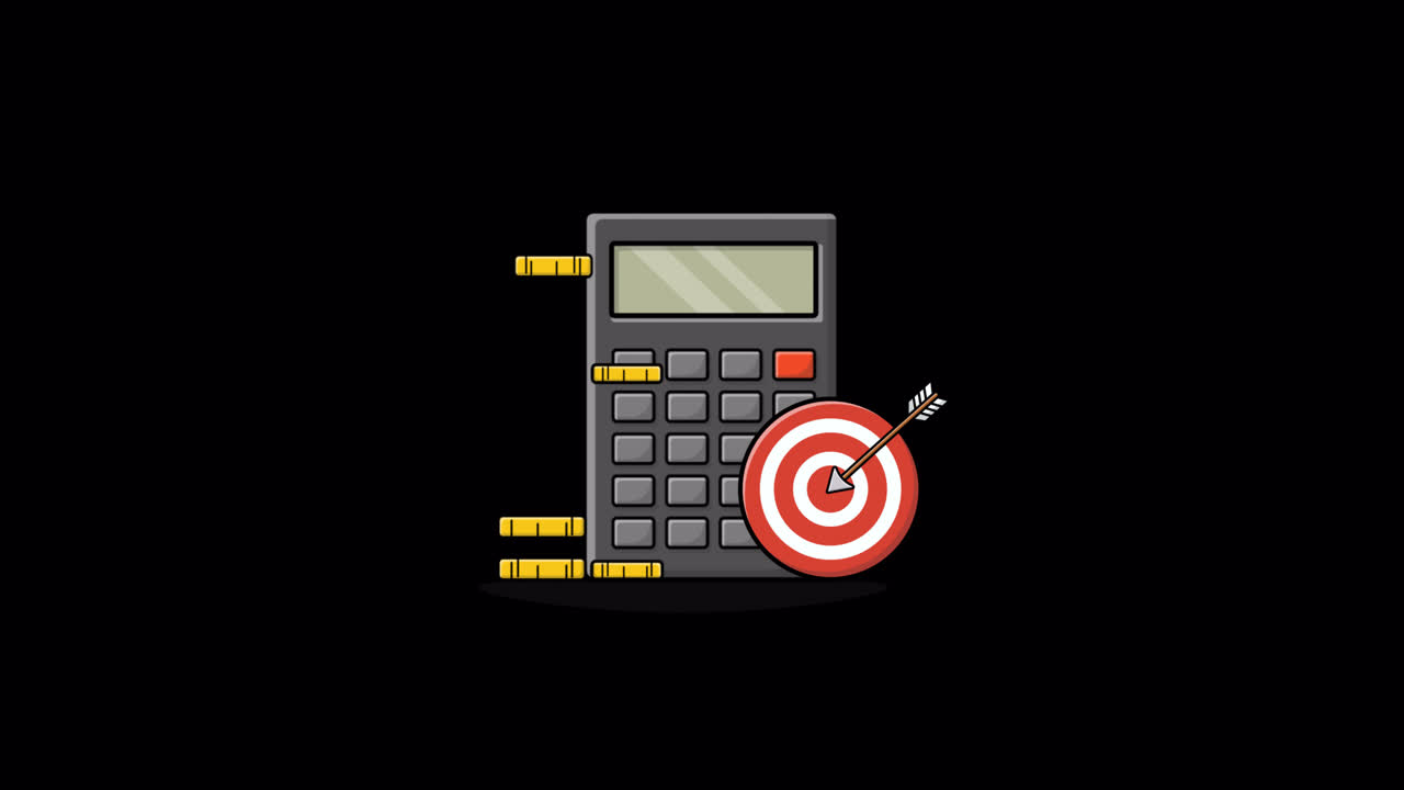 Animated Calculator, Target, and Coins for Financial Goals