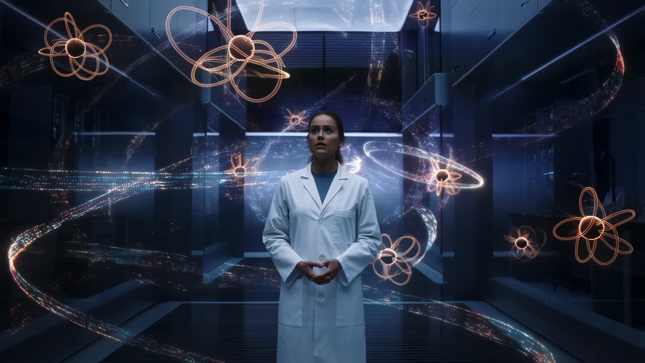 Scientist in futuristic lab