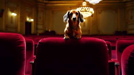 dachshund in a movie theater