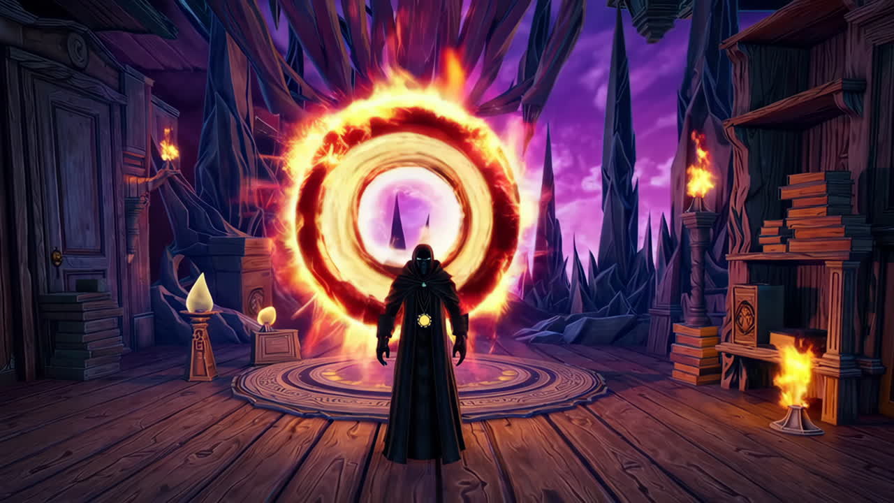 Dark Fantasy Portal Scene with Wizard