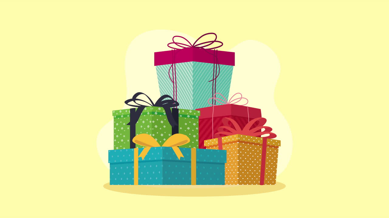 cajas de regalos de colores apiladas