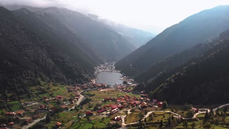 uzungol lake aerial drone view