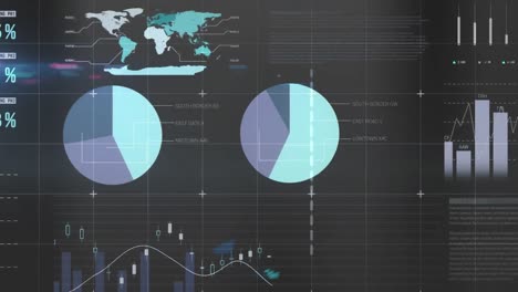 animación del procesamiento de datos financieros sobre un fondo gris