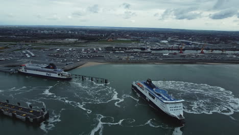 ferry in a port aerial view