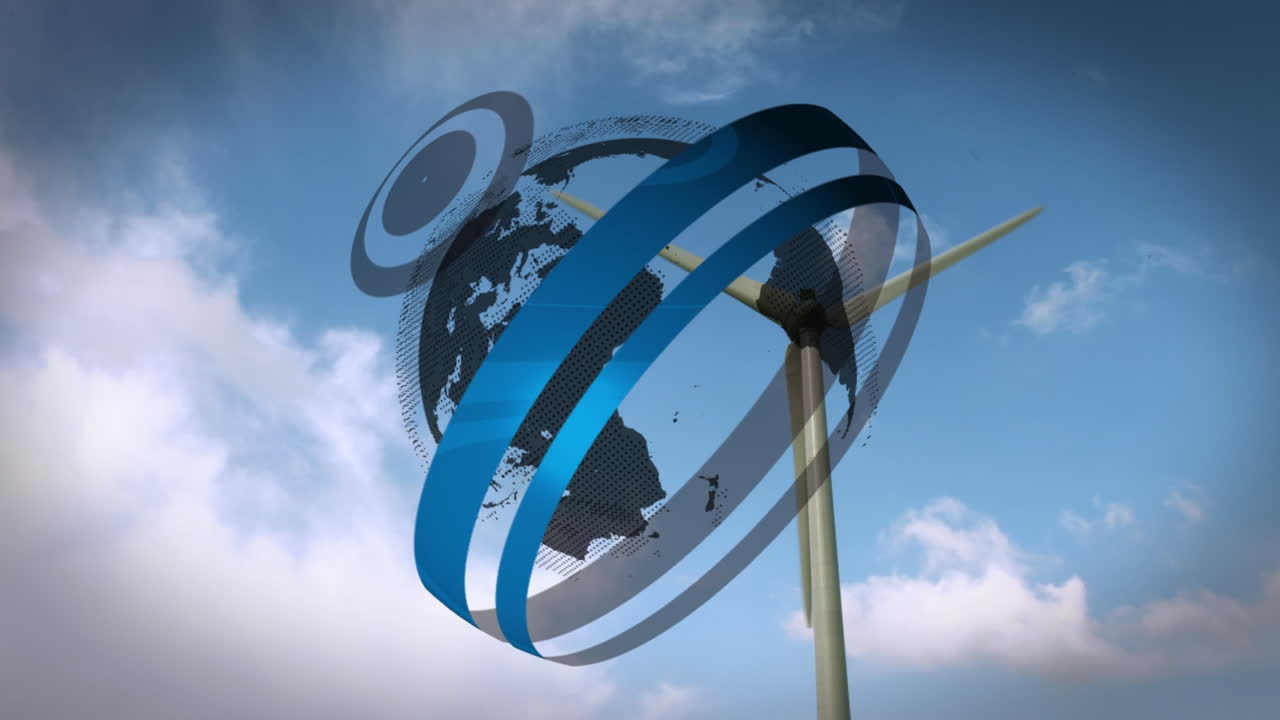 анимация глобуса и сканирования ветровой турбины