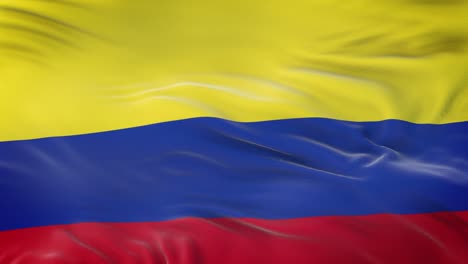colombia flag waving in the wind with highly detailed fabric texture. seamless loop