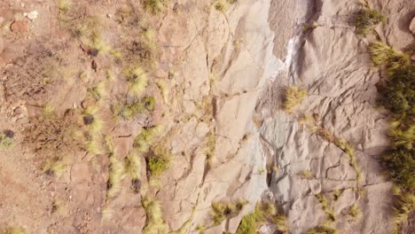 dry river bed in tenerife island, aerial top down view